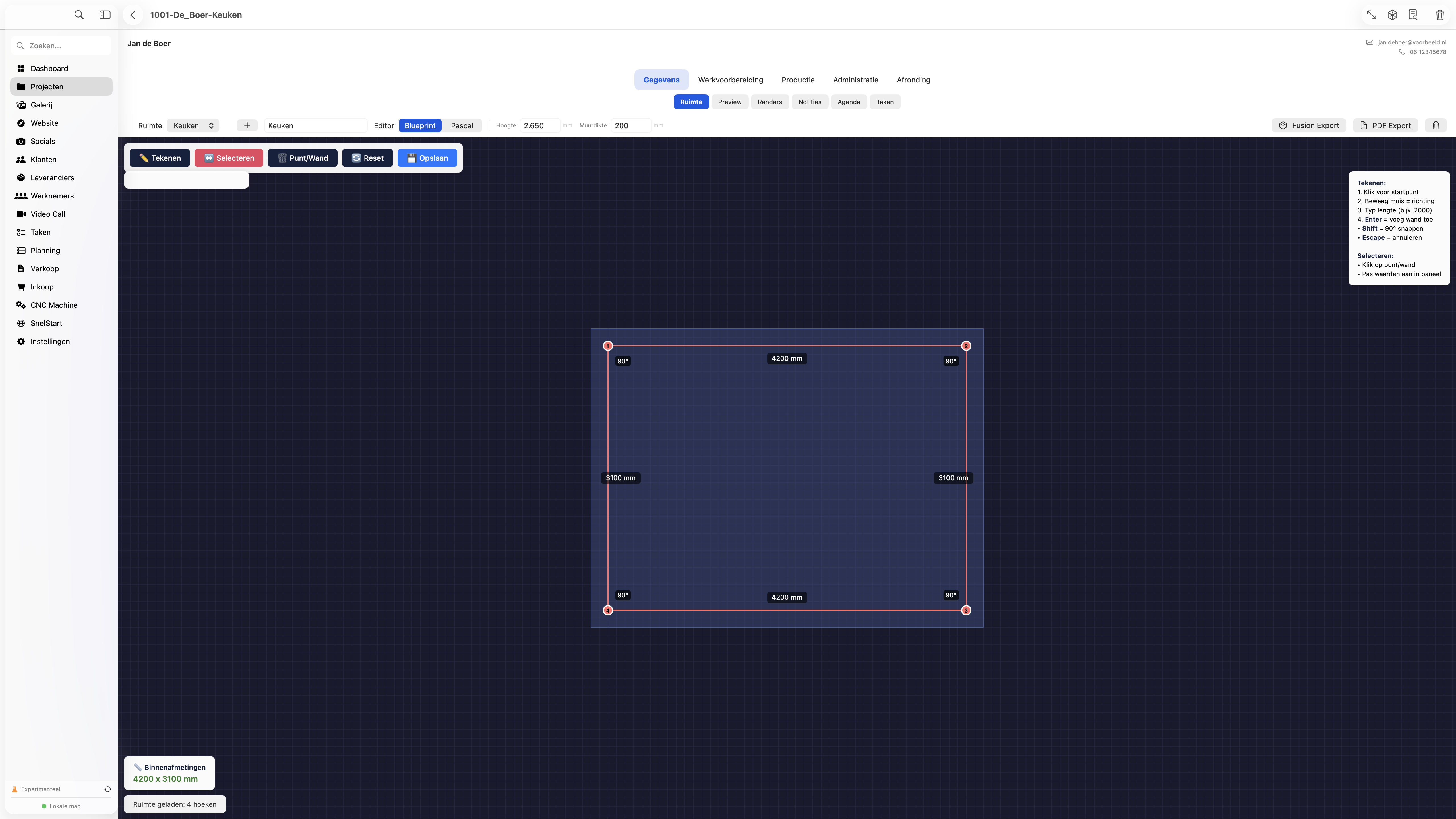 Cabinetflow — ruimte-indeling en CAD-koppeling